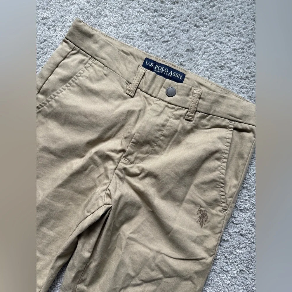 US Polo Assn Kids Khaki Chino Pants with‎ Embroidered Logo Size 7